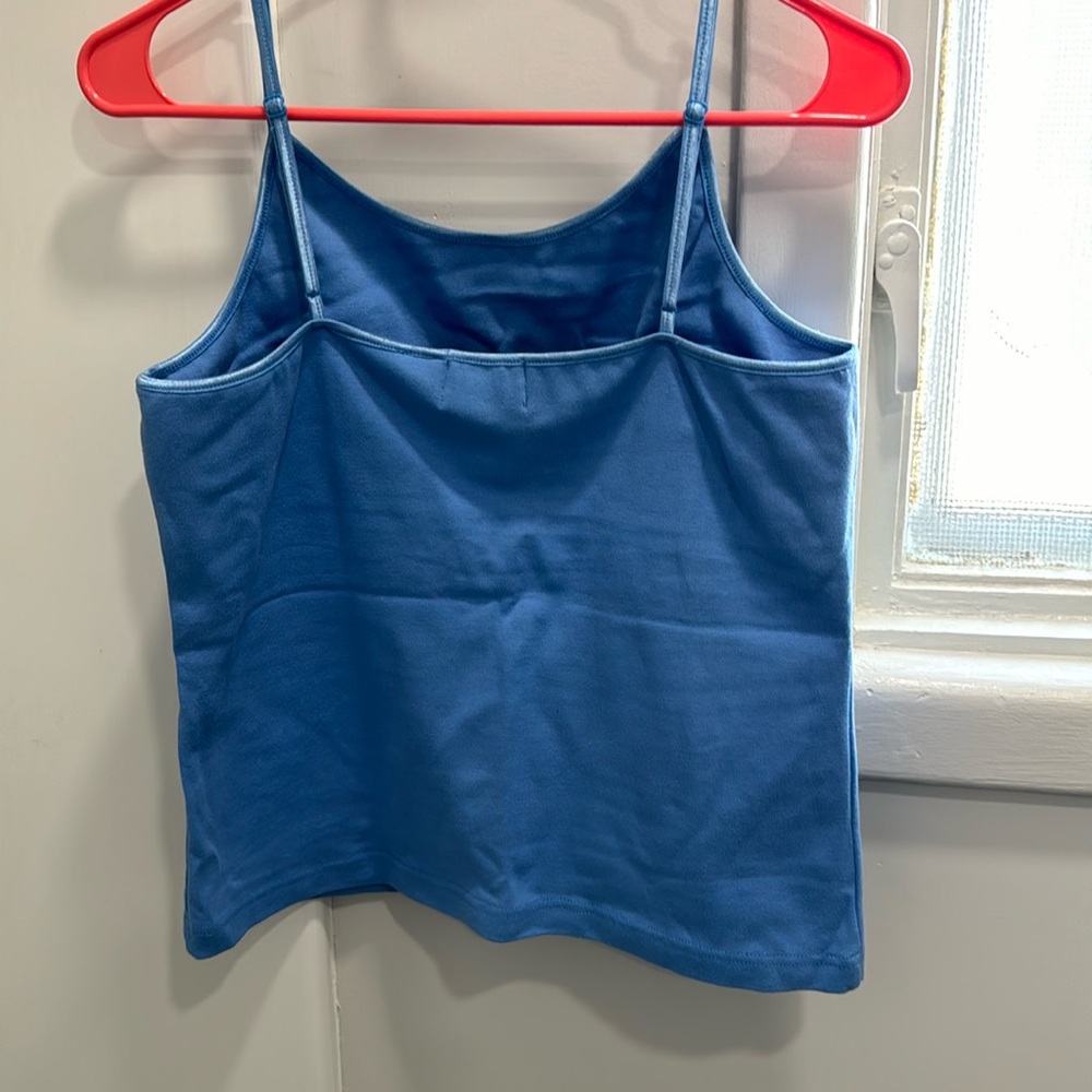 Sky blue built in bra stretch tank top